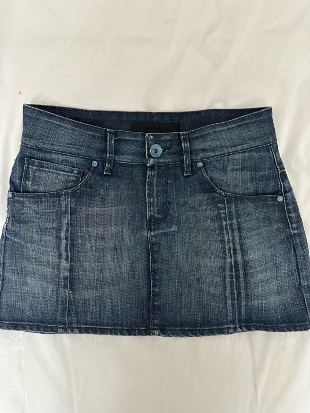 Tucci Indigo Washed Denim Mini Skirt